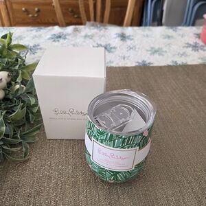 Lilly Pulitzer Green and Pink Palm Tumbler